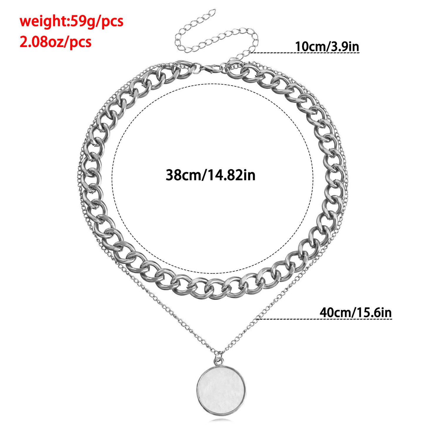 LAIS Women's Exclusive Fashionable Metal Double-layer Necklace, with White Round Shell Element, Handmade Treatment, Alloy Material Demonstrates Personal Taste