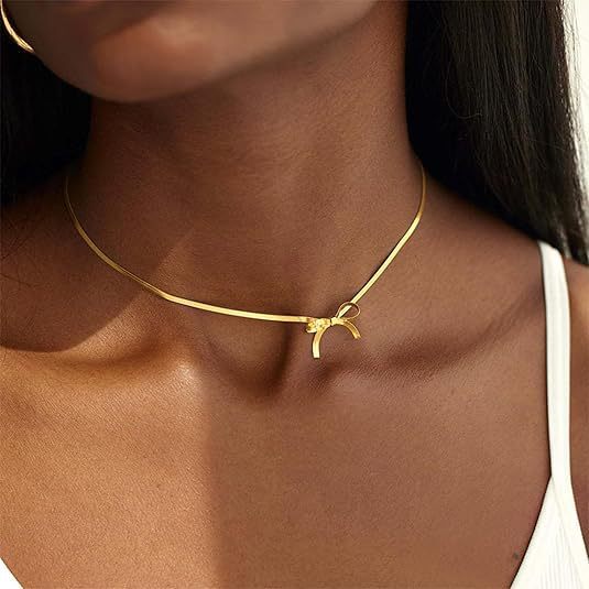 LAIS Women's Exclusive Copper Bow Pearl Necklace, Electroplated, Pearl - enhanced Diverse Styles Showcasing Personal Charm