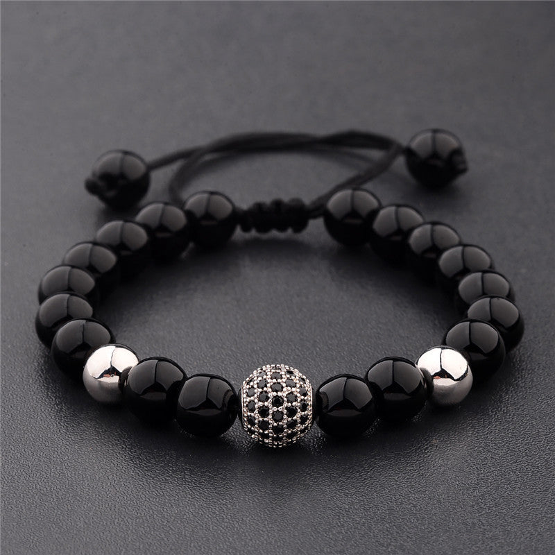LAIS Frosted Stone Lovers' Hand String Bracelet – Lava Stone Charm