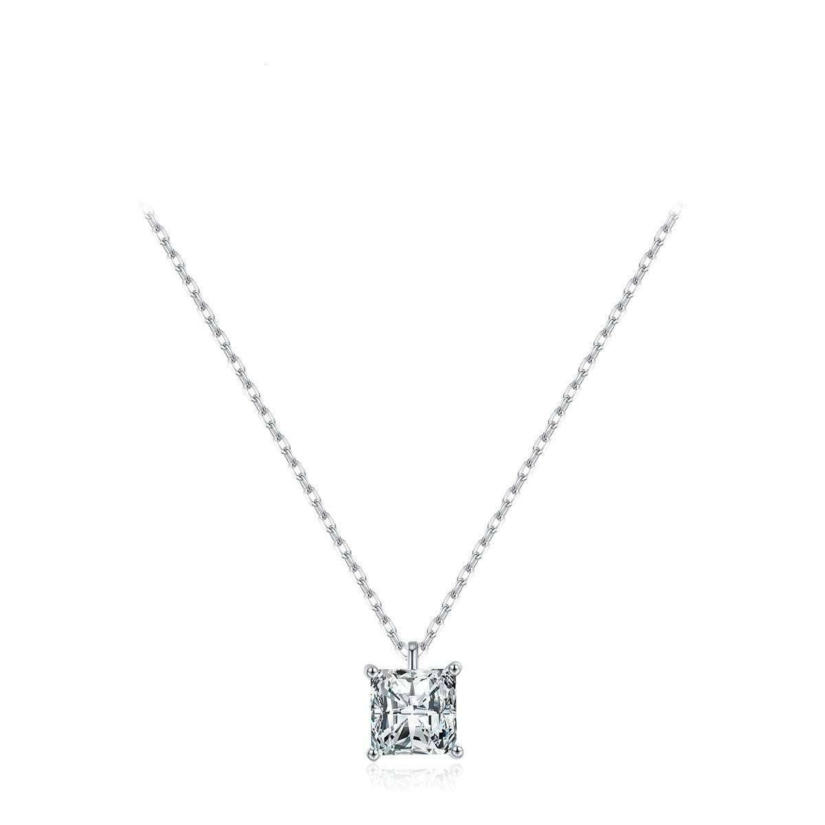 LAIS 925 Sterling Silver Super Shiny Square Zircon Necklace, with Diamond Process, Available in Silver and Gold, a Light Luxury Choice for Women