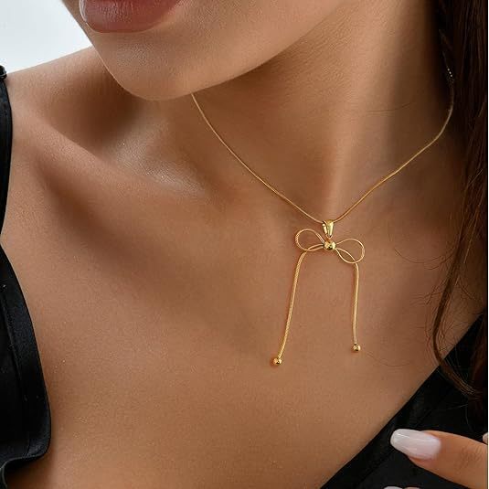 LAIS Women's Exclusive Copper Bow Pearl Necklace, Electroplated, Pearl - enhanced Diverse Styles Showcasing Personal Charm