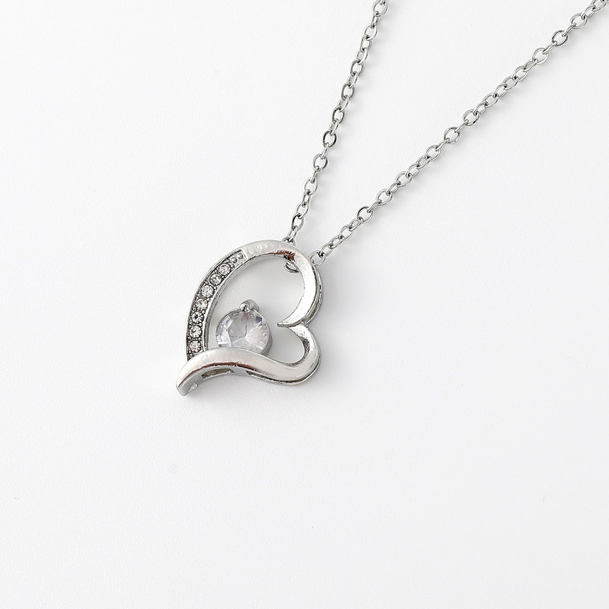 LAIS Women's Exclusive Simple Style Hollow Jeweled Love Necklace, with Diamond Process, 45cm Regular Chain, a Niche Design Gift for Mother's Day