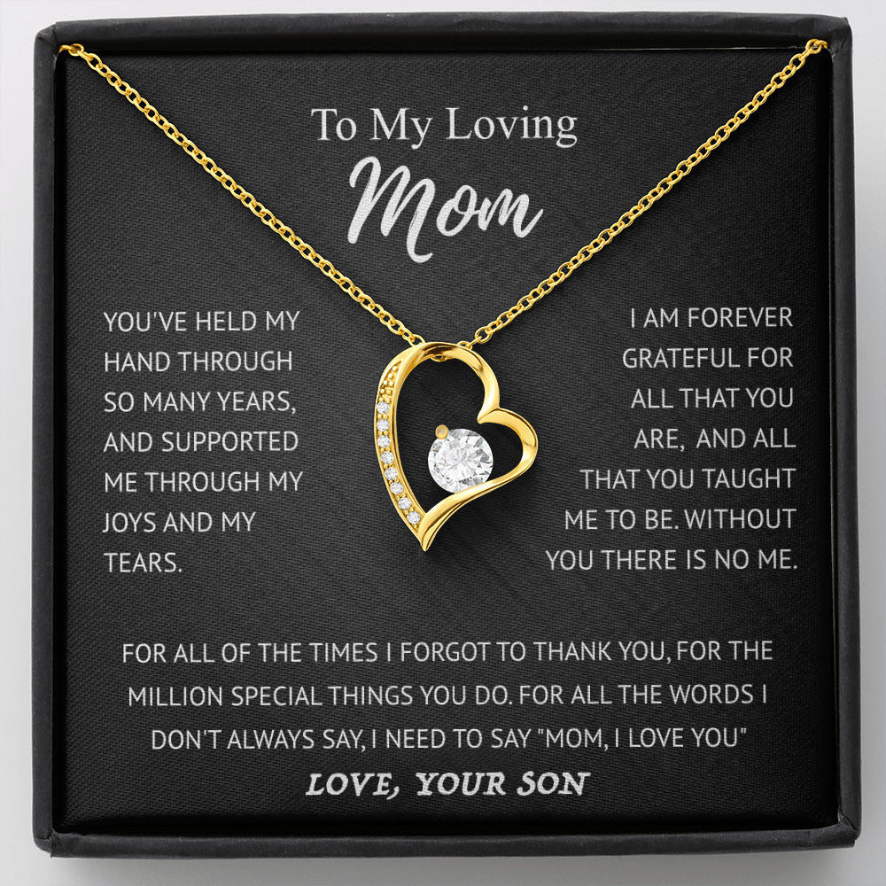 LAIS Women's Exclusive Simple Style Hollow Jeweled Love Necklace, with Diamond Process, 45cm Regular Chain, a Niche Design Gift for Mother's Day