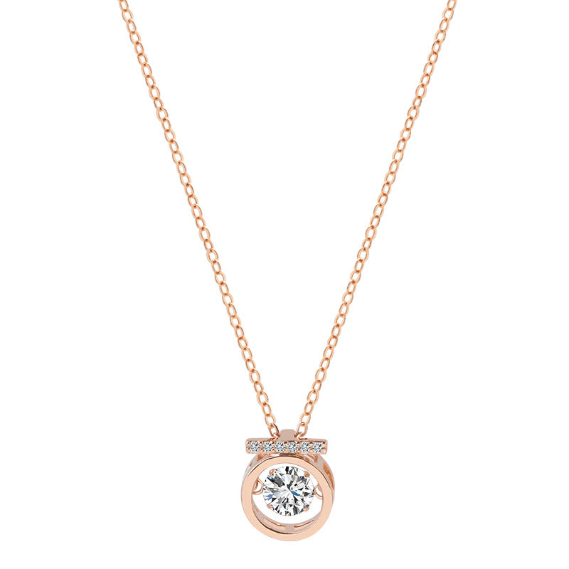 LAIS S925 Sterling Silver Beating Heart Necklace – Diamond-Inlaid Korean Style Jewelry