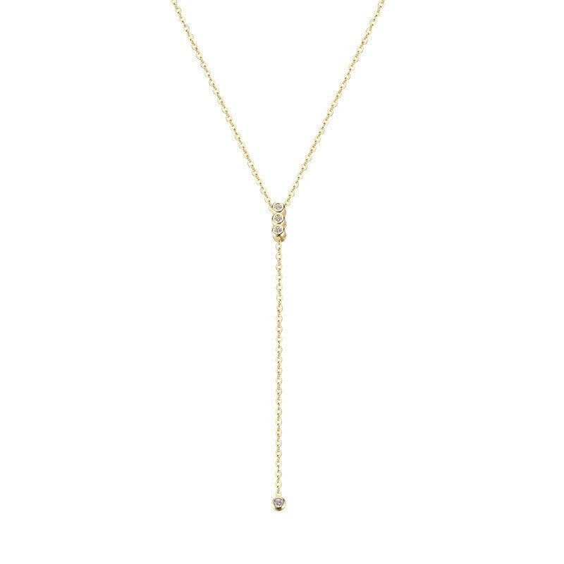 LAIS S925 Sterling Silver Fringed Zircon Necklace, Enhanced by Diamond Process, Golden Style Shows Luxury Geometric Fashion