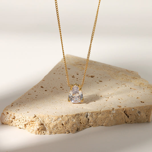 LAIS A Must-have for Women: European and American INS Style 18K Gold Plated Stainless Steel Drop-shaped Necklace, Exquisite Texture Created by Electroplating Process