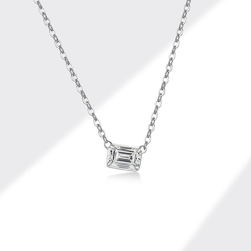 LAIS S925 Sterling Silver Simple Geometric Diamond Cube Sugar Necklace, with Electroplating Process, Platinum-colored Multi-diamond Styles Show European and American Fashion