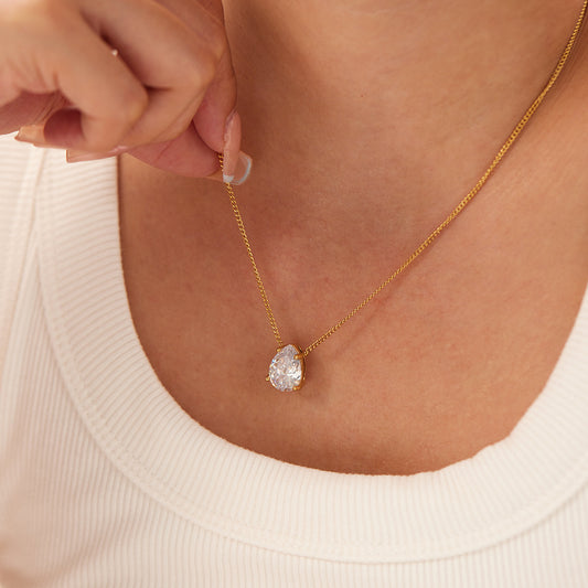 LAIS A Must-have for Women: European and American INS Style 18K Gold Plated Stainless Steel Drop-shaped Necklace, Exquisite Texture Created by Electroplating Process