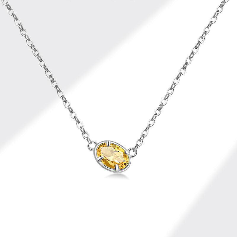 LAIS S925 Sterling Silver Simple Geometric Diamond Cube Sugar Necklace, with Electroplating Process, Platinum-colored Multi-diamond Styles Show European and American Fashion