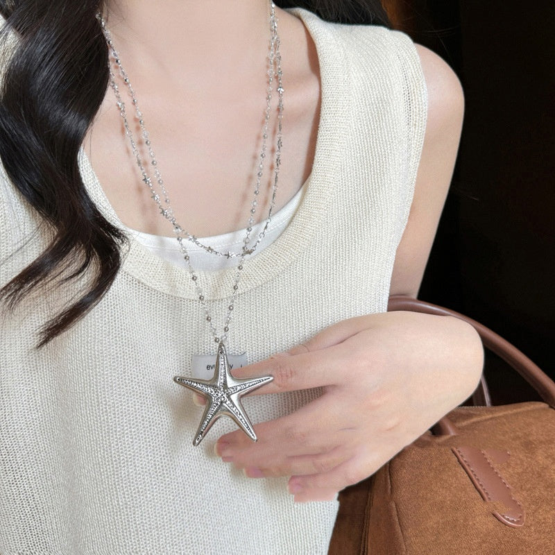 LAIS Double-Layer Star Necklace – Handmade Light Luxury Jewelry