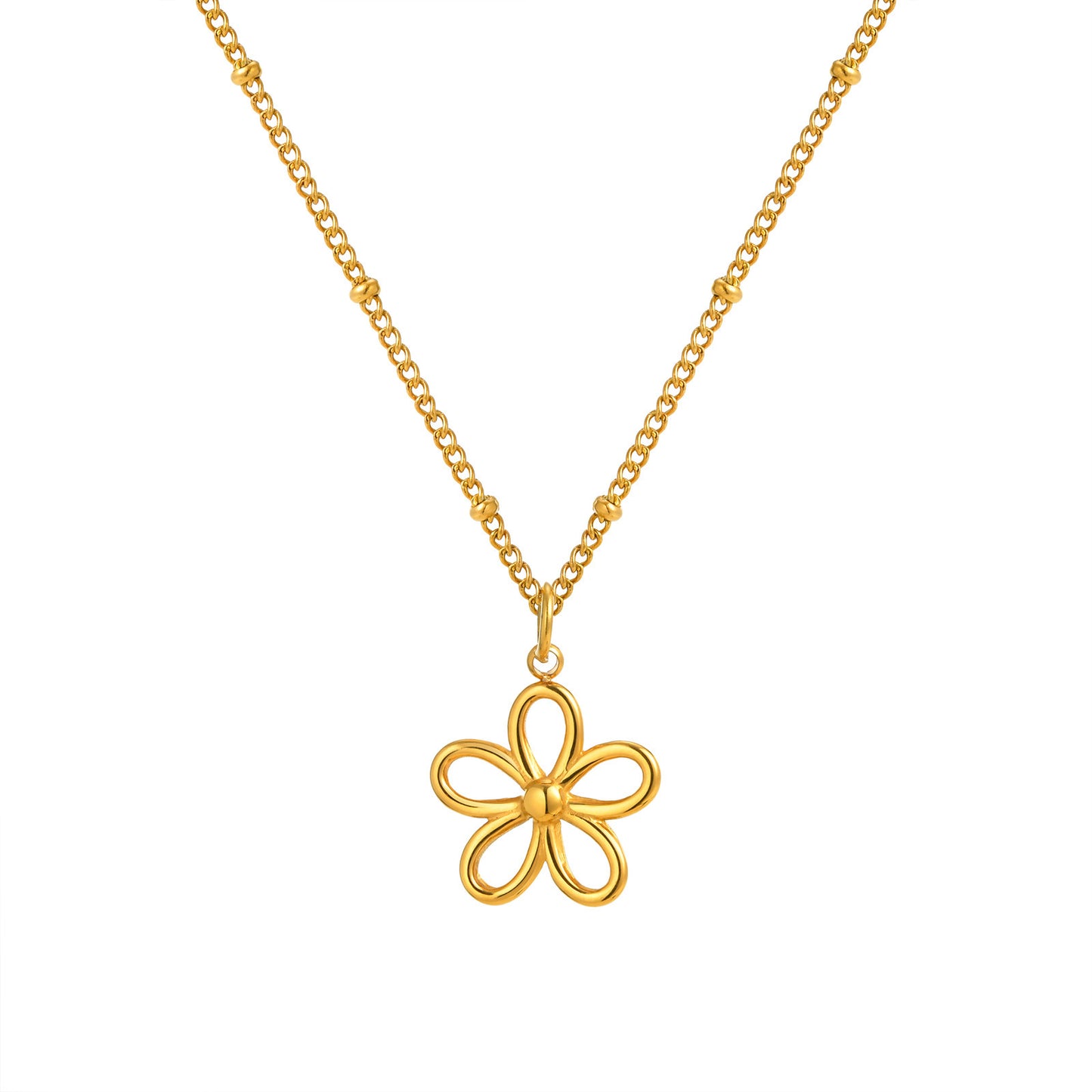 LAIS Golden Pendant Necklace Made of Stainless Steel, with Niche Design, Full of Fashion Sense, Easily Matching Various Styles