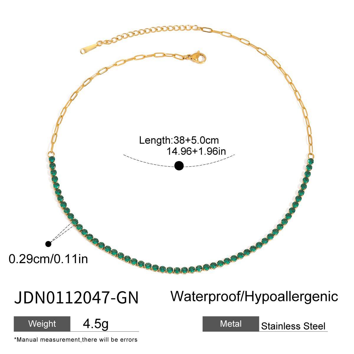 LAIS Women's Stainless Steel Diamond Tennis Necklace Crafted by Electroplating Process, White, Pink and Green Colors, Geometric Shape is Fashionable and Eye-catching