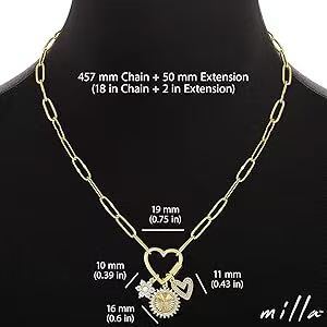 LAIS Gold-plated Copper Necklace Inlaid with Diamonds, Starfish, Sun and Love Heart Design, with Electroplating Process, in Fashion OL Style, Combining Love Heart, Bow and Star Elements