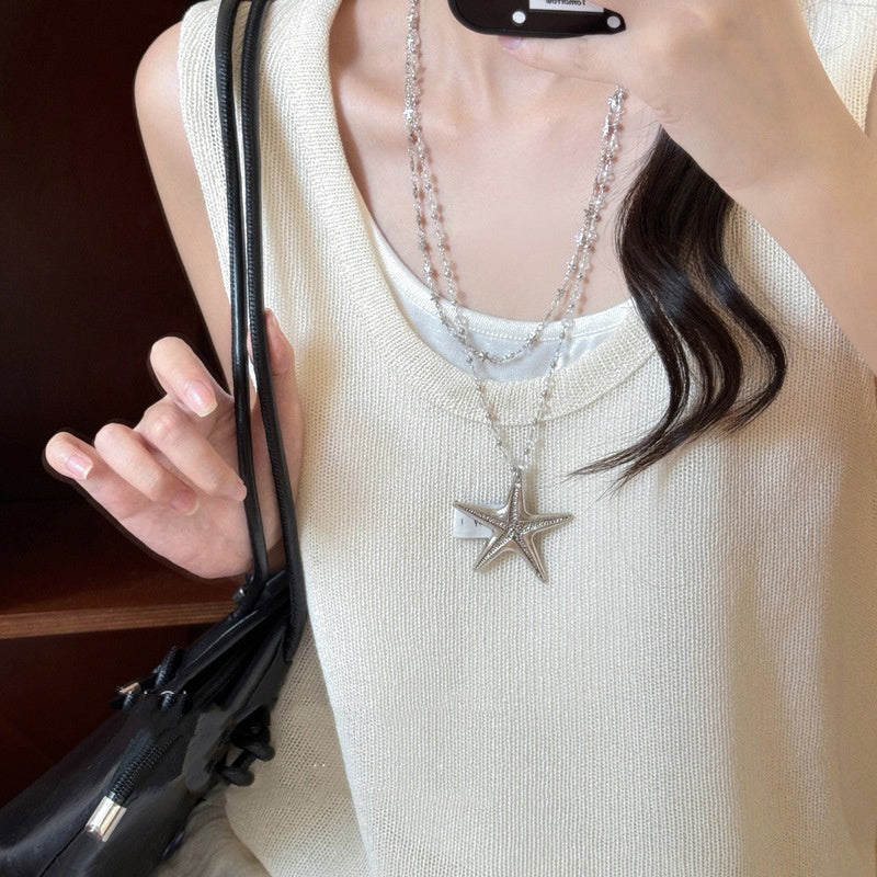 LAIS Double-Layer Star Necklace – Handmade Light Luxury Jewelry