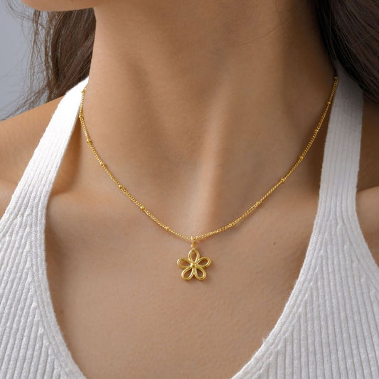 LAIS Golden Pendant Necklace Made of Stainless Steel, with Niche Design, Full of Fashion Sense, Easily Matching Various Styles