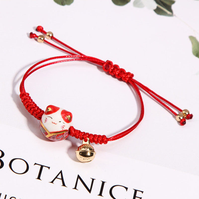LAIS Lucky Cat Red String Bracelet – Hand-Woven Cartoon Charm Jewelry