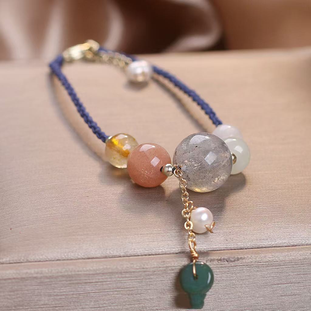 LAIS Hand-Woven Peace Buckle Bracelet – Crystal Lucky Wrist String for Women