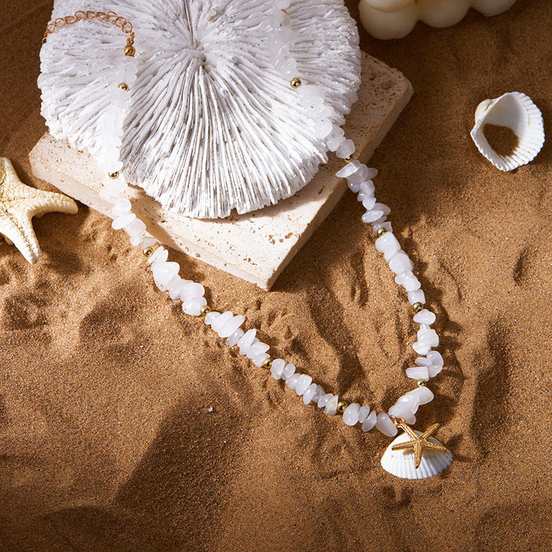 LAIS Bohemian Starfish Necklace – Small Gravel Pendant for Coastal Charm