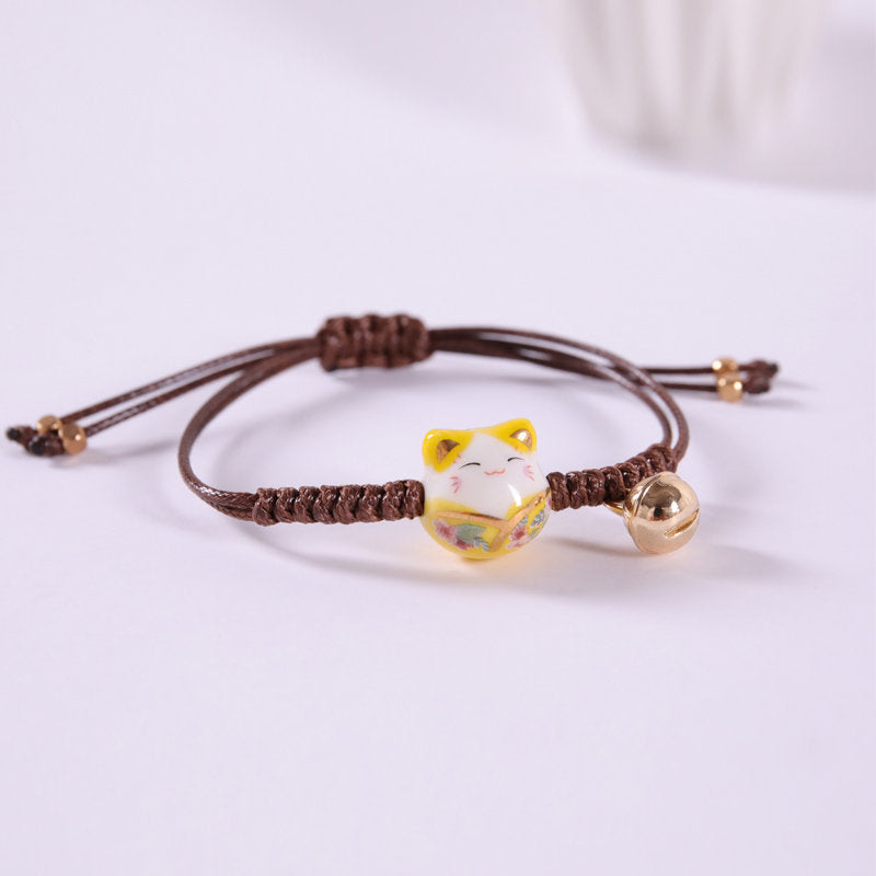 LAIS Lucky Cat Red String Bracelet – Hand-Woven Cartoon Charm Jewelry