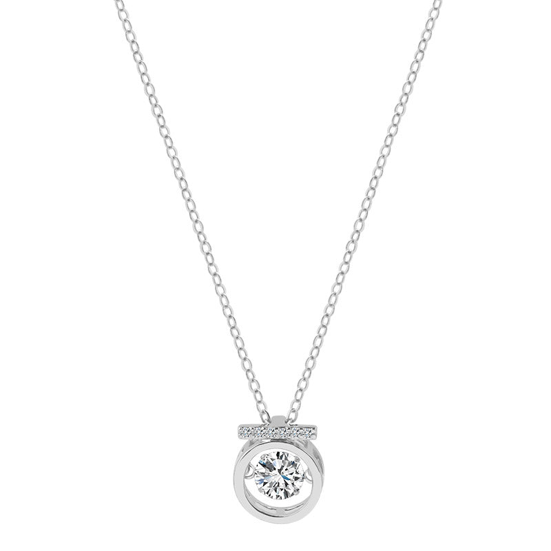 LAIS S925 Sterling Silver Beating Heart Necklace – Diamond-Inlaid Korean Style Jewelry