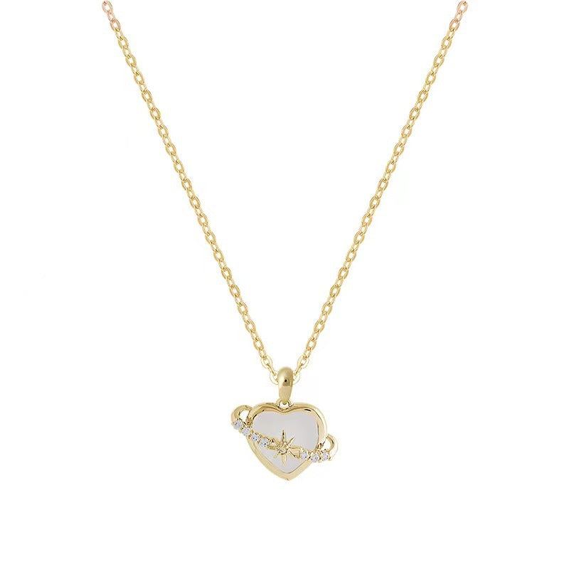 LAIS Mother-of-Pearl Heart Necklace – Minimalist Niche Clavicle Jewelry