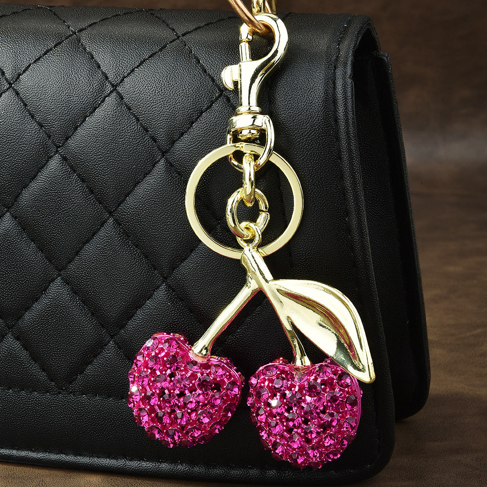 LAIS Full Diamond Cherry Keychain – INS Style Bag Charm