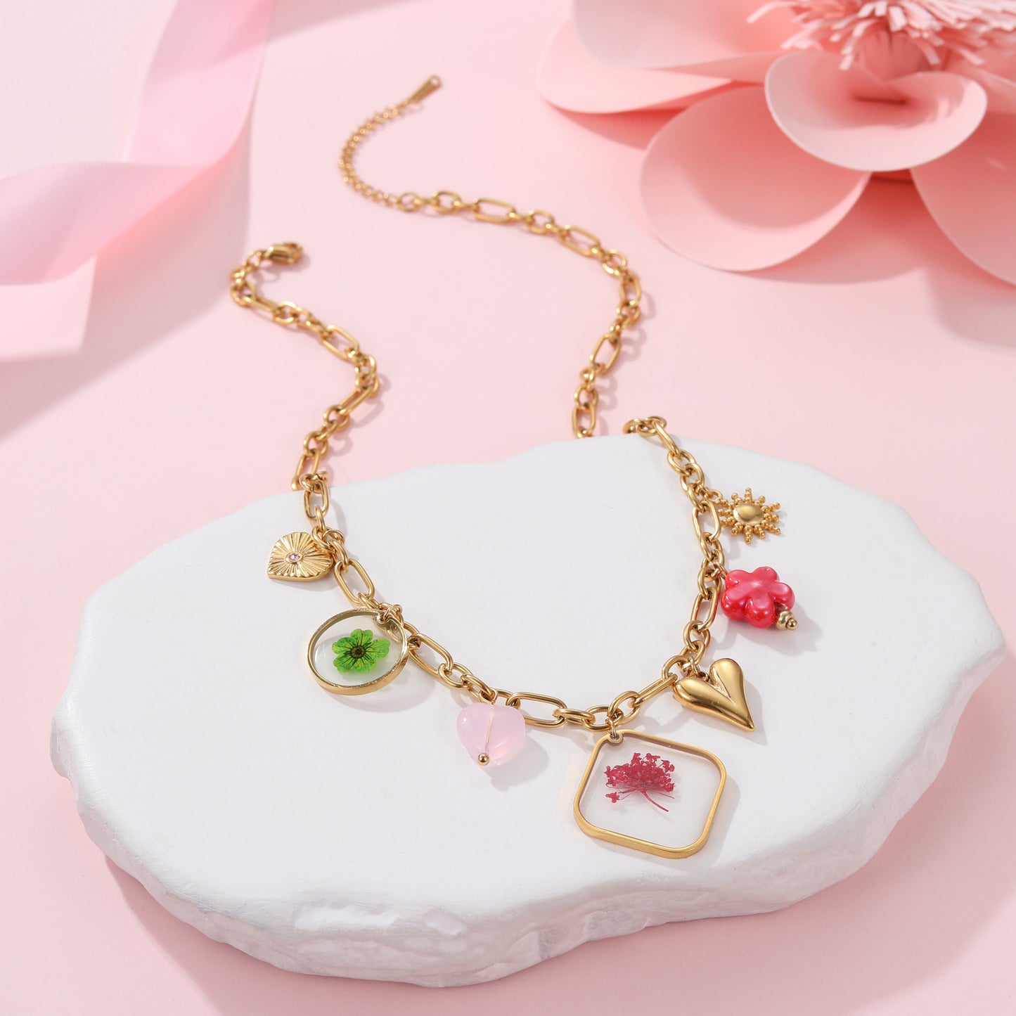 LAIS Floral Epoxy Necklace – European & American Fashion Style