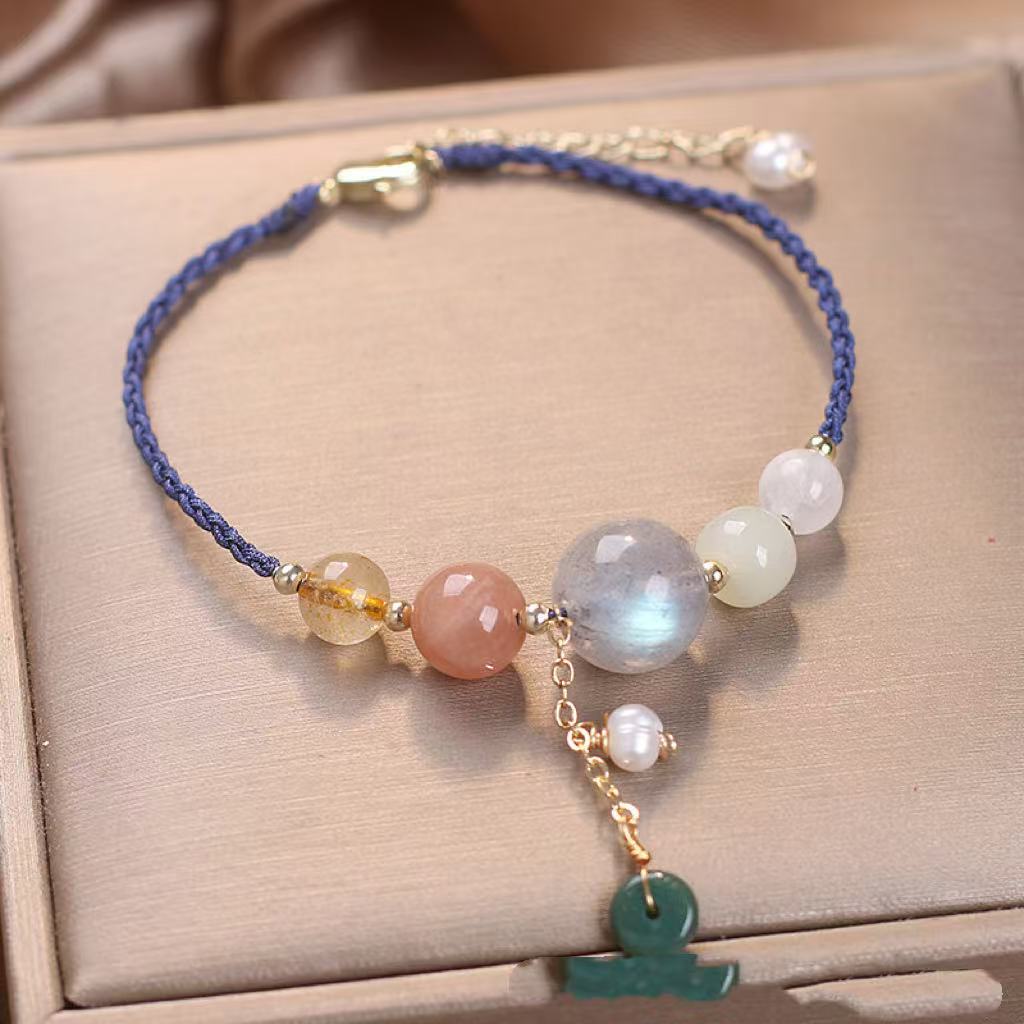 LAIS Hand-Woven Peace Buckle Bracelet – Crystal Lucky Wrist String for Women