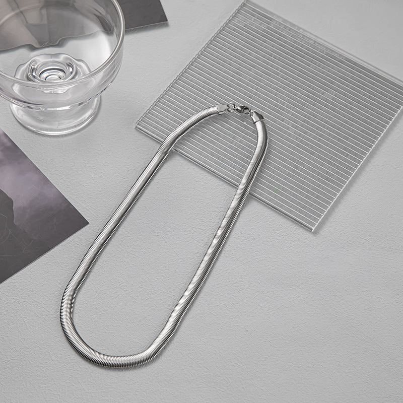 LAIS Cuban Link Chain Necklace – Polished Titanium Steel