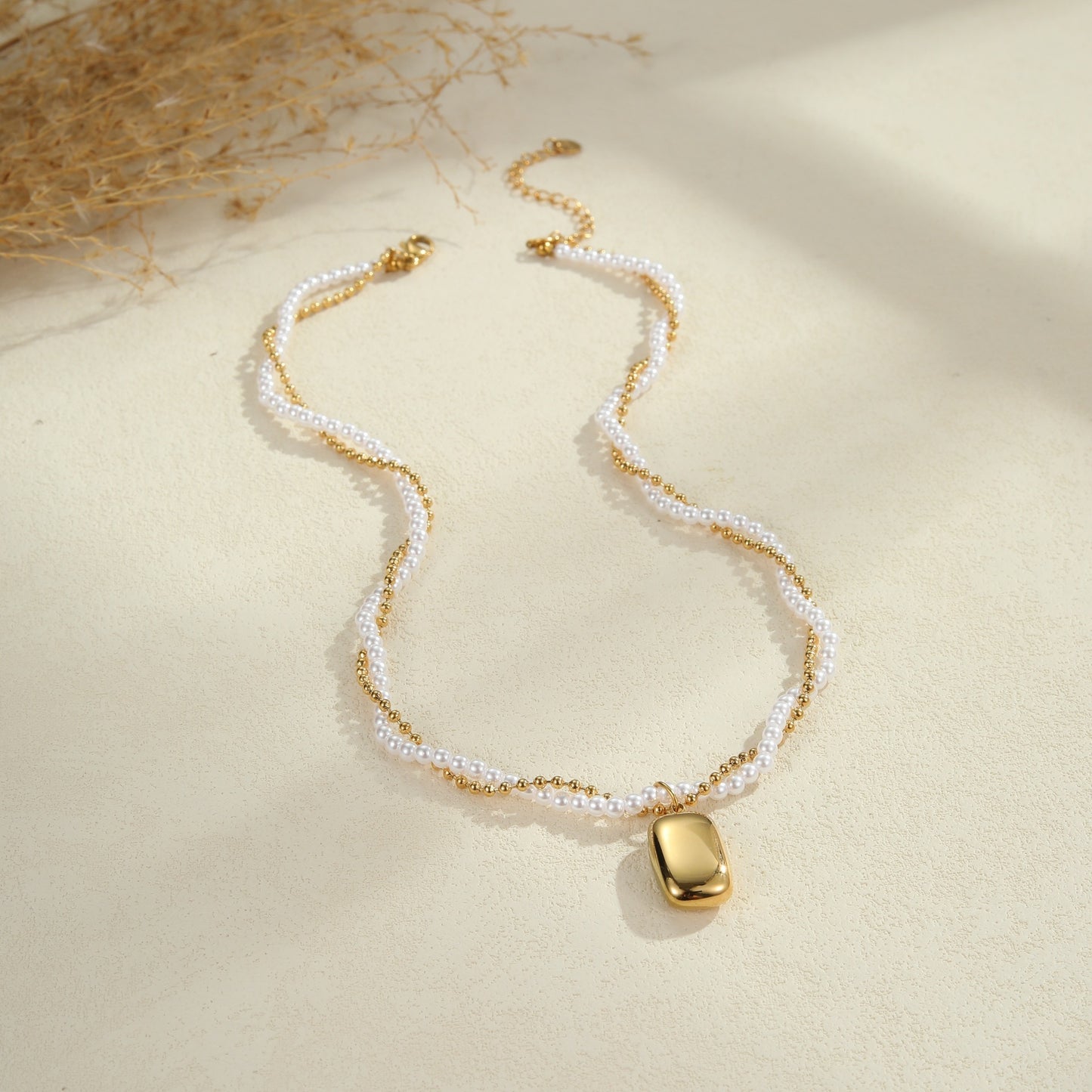 LAIS Double-Layer Pearl Necklace – Titanium Steel Light Luxury Jewelry