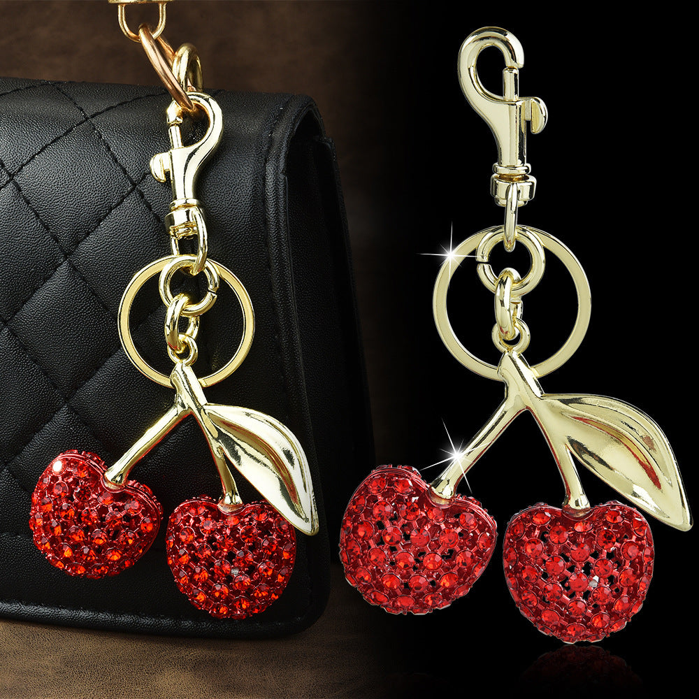 LAIS Full Diamond Cherry Keychain – INS Style Bag Charm