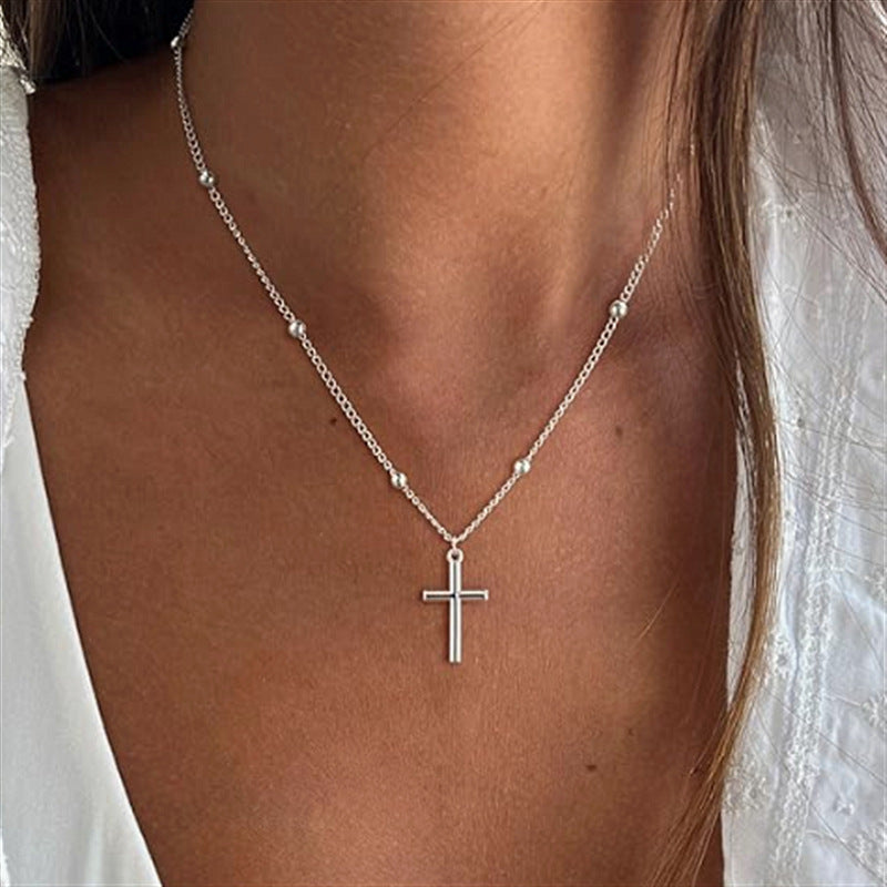 LAIS Simple Cross Necklace – Korean Minimalist Style