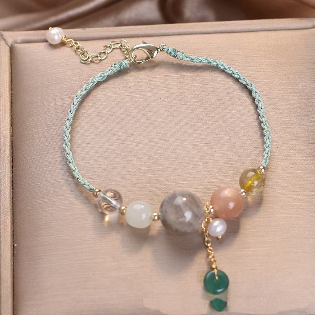 LAIS Hand-Woven Peace Buckle Bracelet – Crystal Lucky Wrist String for Women