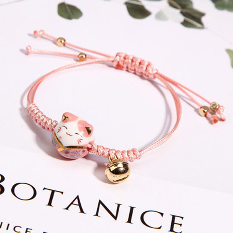 LAIS Lucky Cat Red String Bracelet – Hand-Woven Cartoon Charm Jewelry