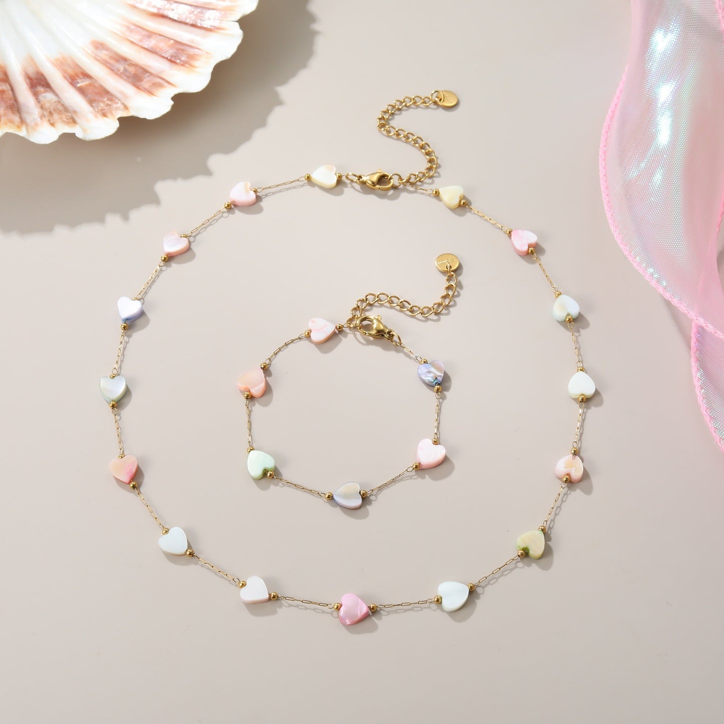 LAIS Heart Pendant Necklace – Colorful Shell Design, Ins Trendy Style