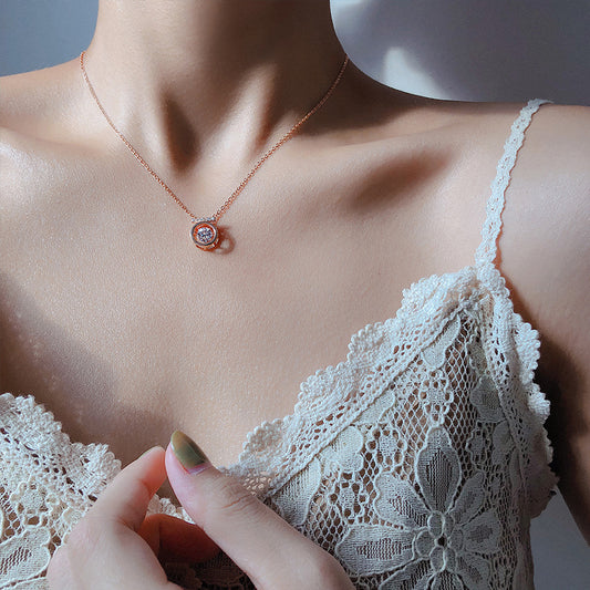LAIS S925 Sterling Silver Beating Heart Necklace – Diamond-Inlaid Korean Style Jewelry