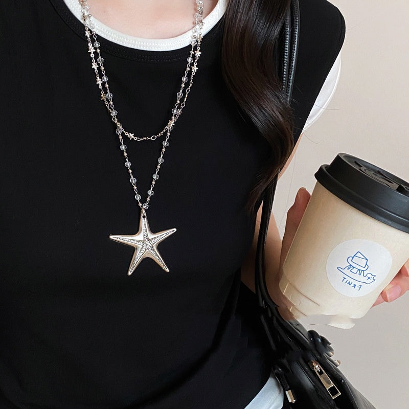 LAIS Double-Layer Star Necklace – Handmade Light Luxury Jewelry