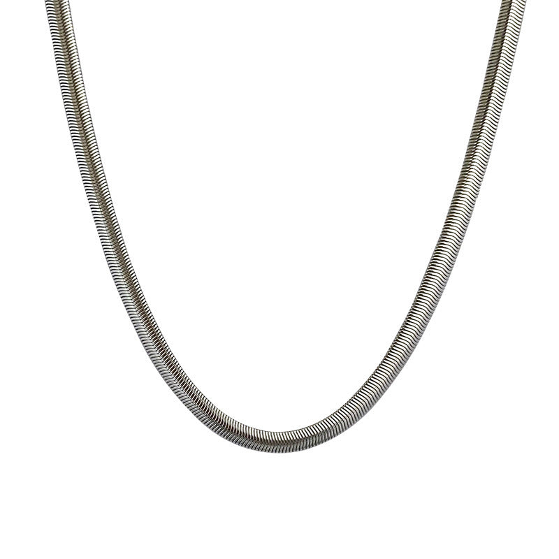 LAIS Cuban Link Chain Necklace – Polished Titanium Steel