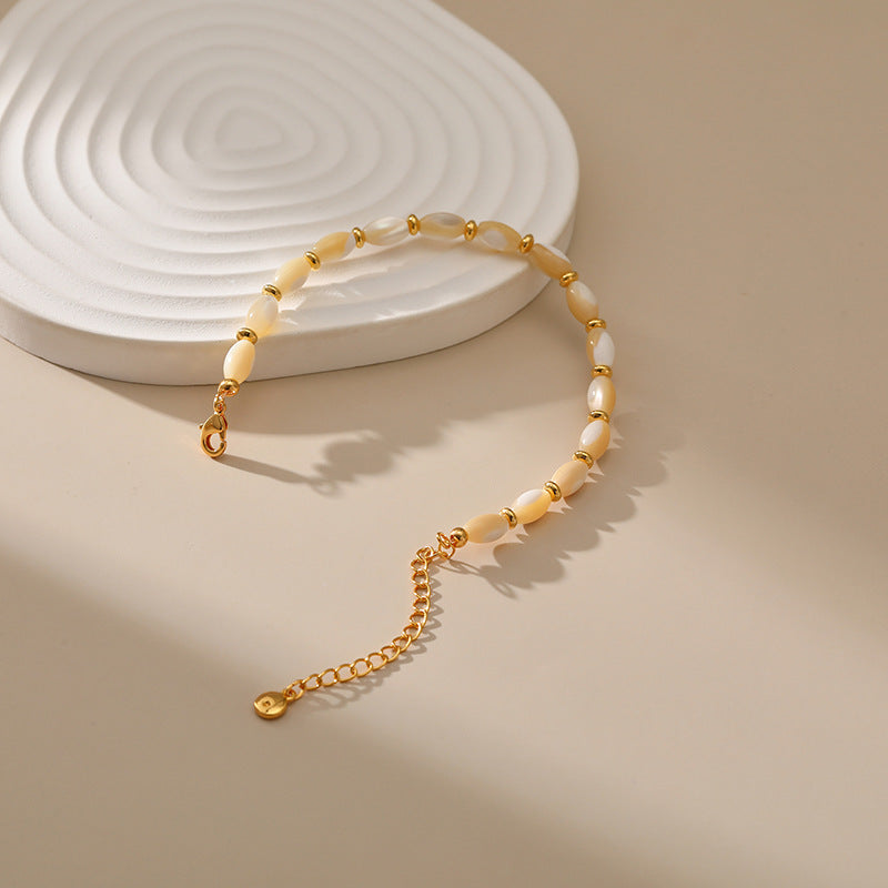 LAIS Elegant Green Shellfish Hand String Bracelet