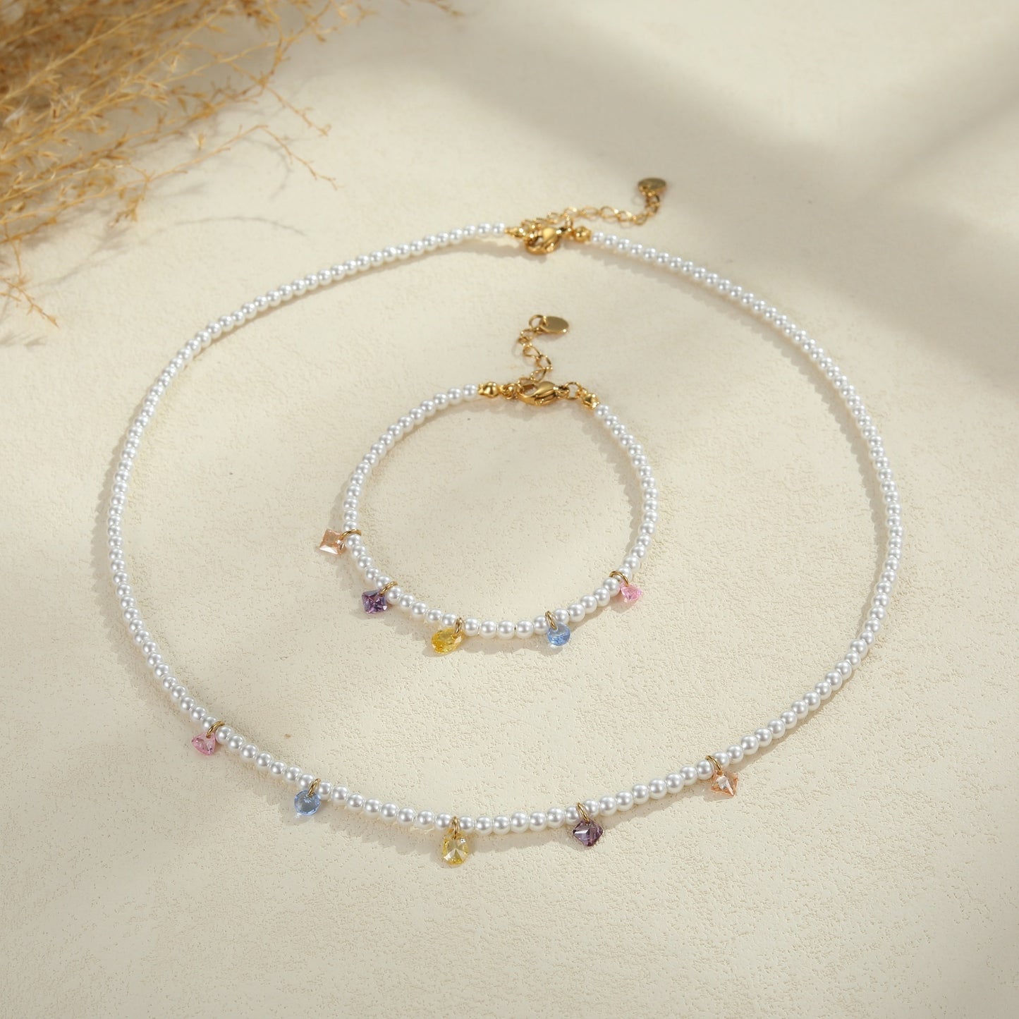 LAIS Modern Pearl Chain Set – Chic Necklace & Bracelet for Women