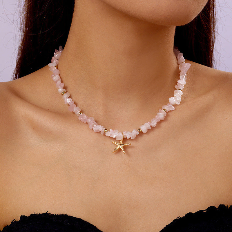 LAIS Bohemian Starfish Necklace – Small Gravel Pendant for Coastal Charm