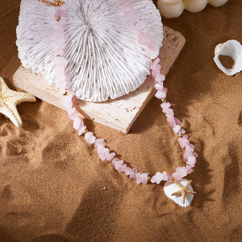LAIS Bohemian Starfish Necklace – Small Gravel Pendant for Coastal Charm