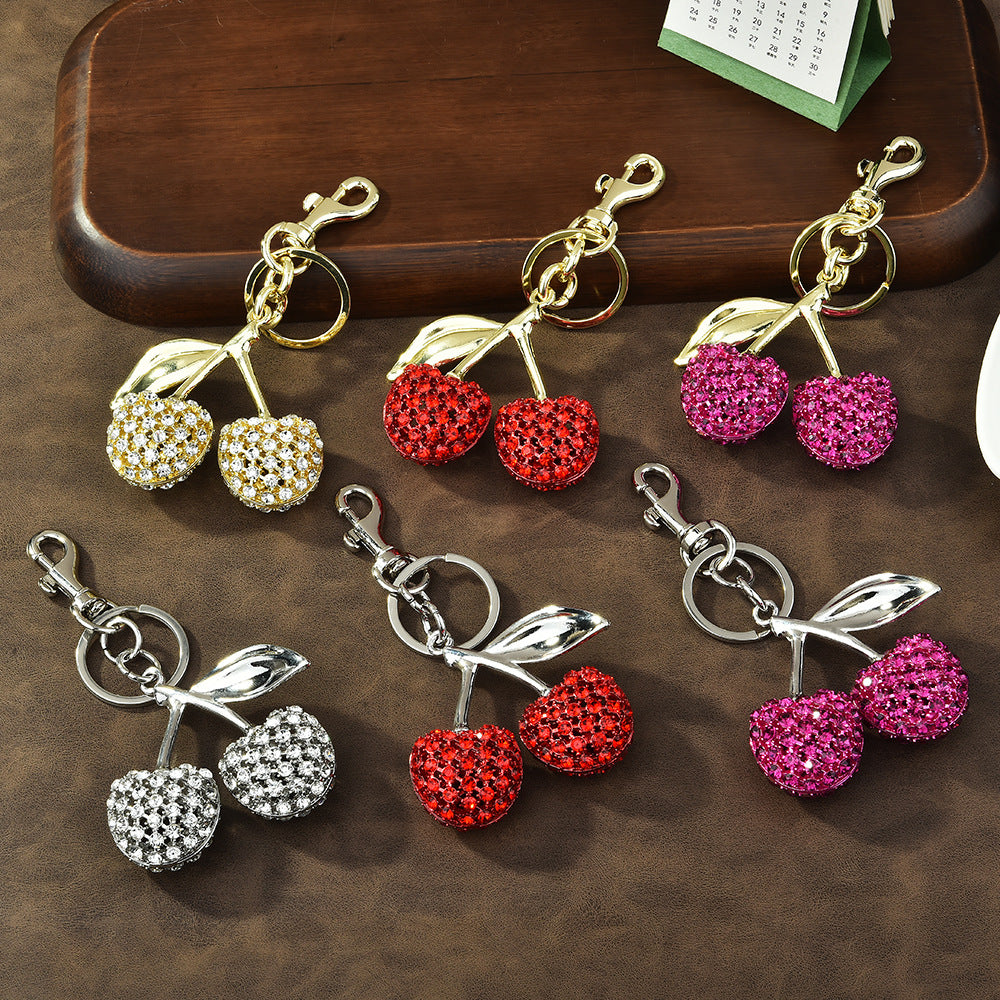 LAIS Full Diamond Cherry Keychain – INS Style Bag Charm