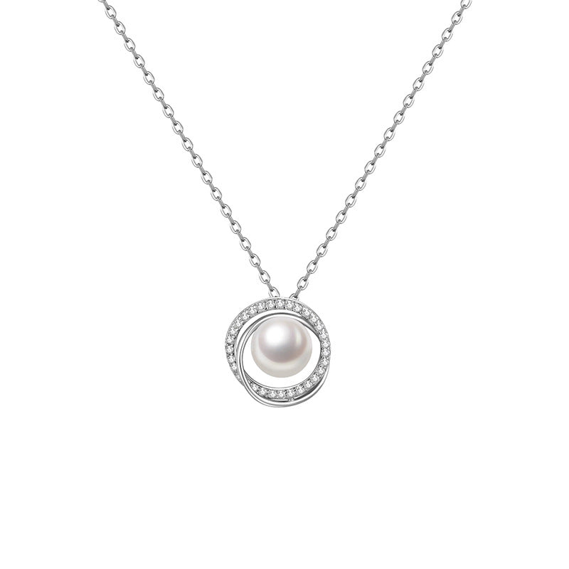 LAIS Möbius Pearl Necklace – Niche Minimalist Faux Pearl Clavicle Jewelry for Women