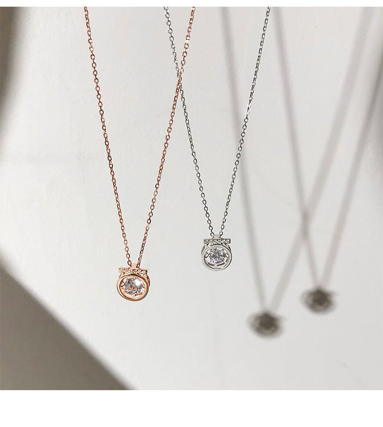 LAIS S925 Sterling Silver Beating Heart Necklace – Diamond-Inlaid Korean Style Jewelry