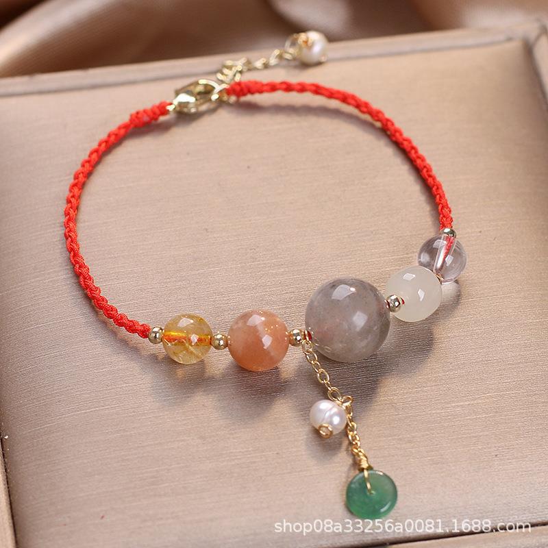 LAIS Hand-Woven Peace Buckle Bracelet – Crystal Lucky Wrist String for Women