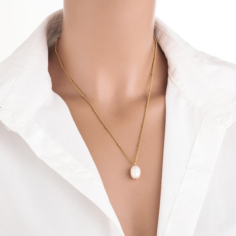 LAIS Natural Freshwater Pearl Pendant Necklace – Elegant OL Style