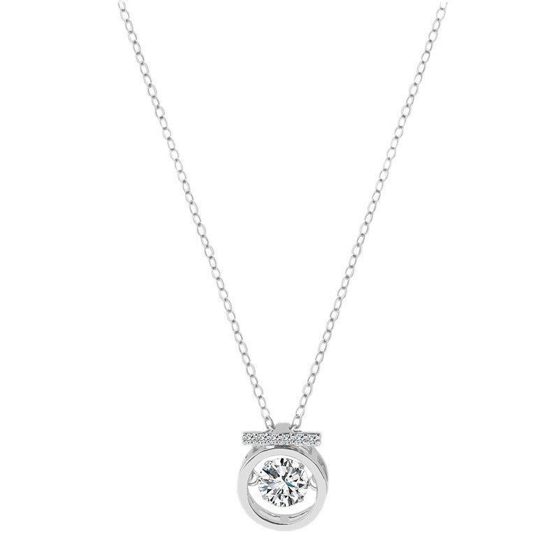 LAIS S925 Sterling Silver Beating Heart Necklace – Diamond-Inlaid Korean Style Jewelry