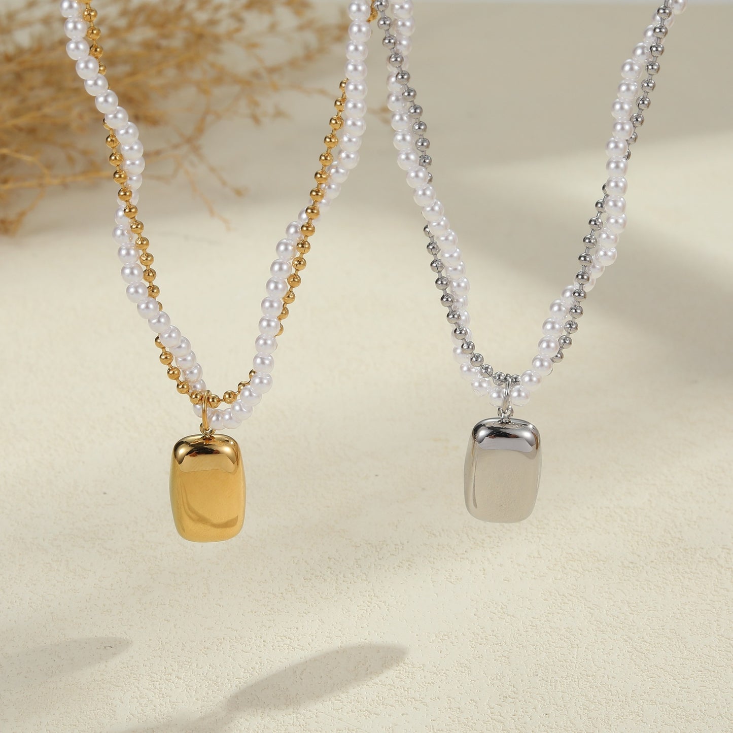 LAIS Double-Layer Pearl Necklace – Titanium Steel Light Luxury Jewelry