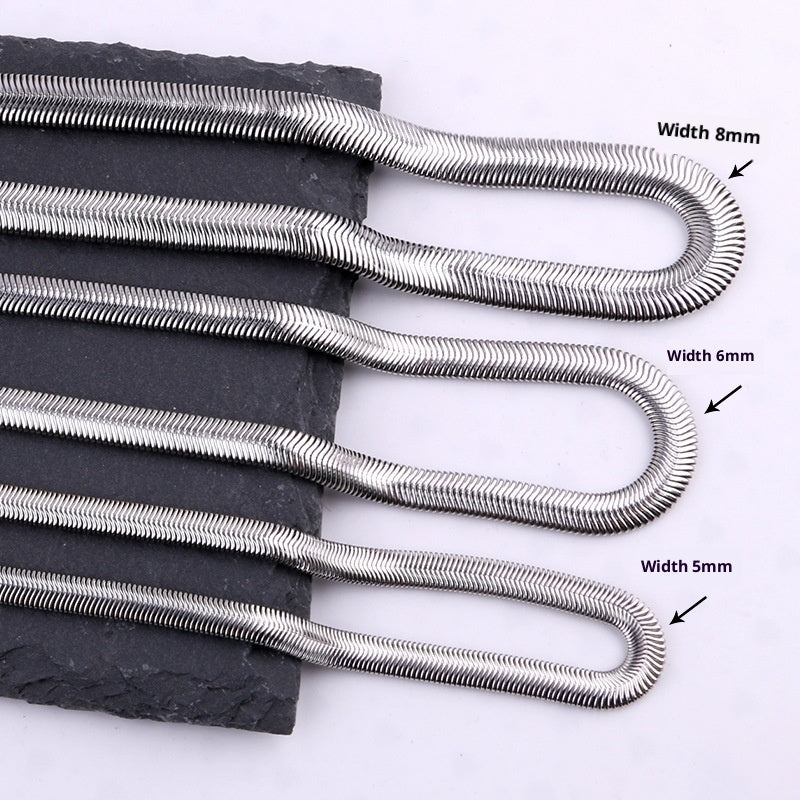 LAIS Cuban Link Chain Necklace – Polished Titanium Steel